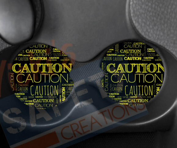 Neoprene Car Coasters (set of 2)-CAUTION