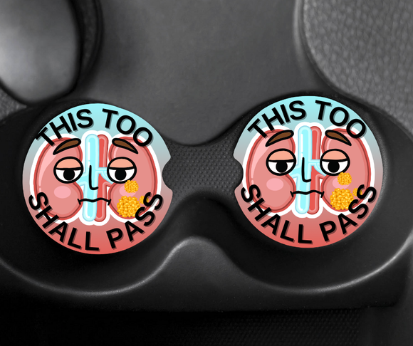 Neoprene Car Coasters (set of 2)-THIS TOO SHALL PASS