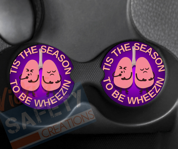 Neoprene Car Coasters (set of 2)-SEASON...WHEEZIN'