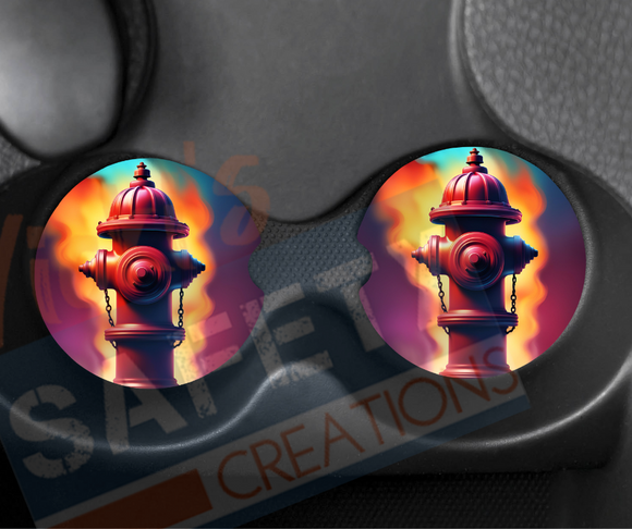 Neoprene Car Coasters (set of 2)-Fire Hydrant