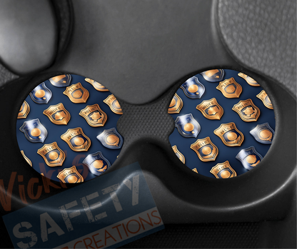 Neoprene Car Coasters (set of 2)-Police Badges