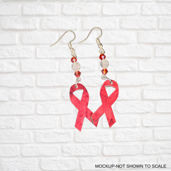 Red Awareness Ribbon Dangle Earrings