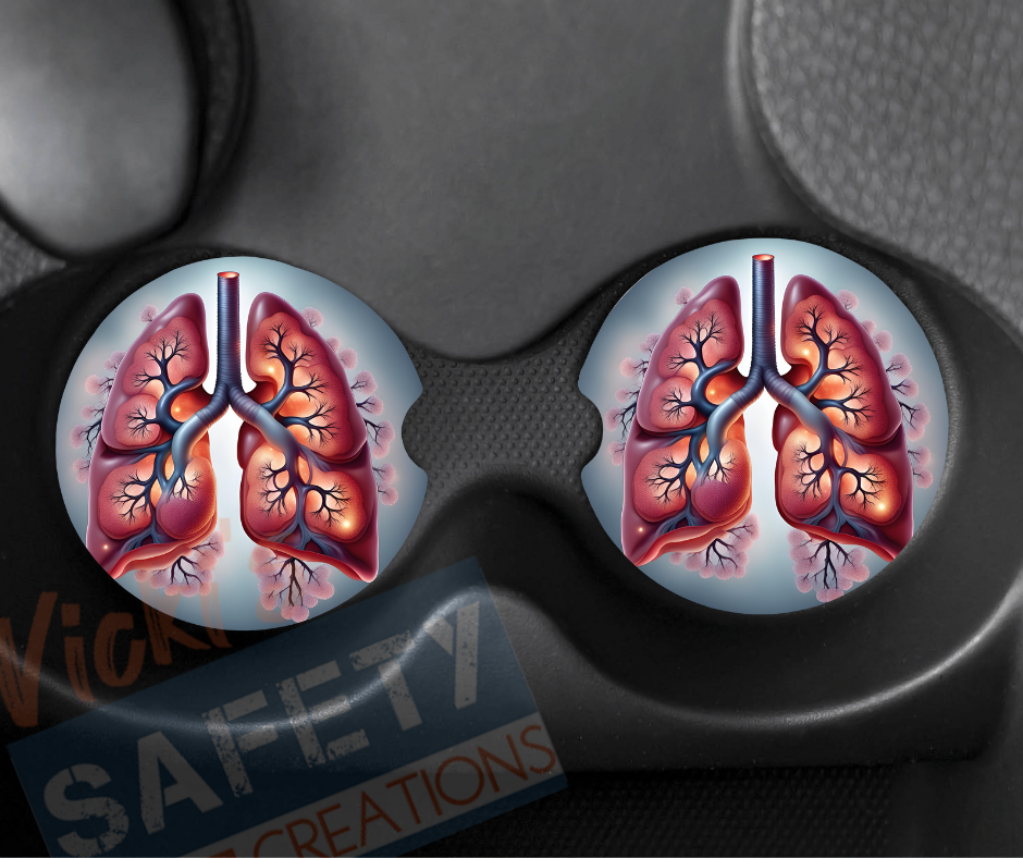 Neoprene Car Coasters (set of 2)-Human Lungs