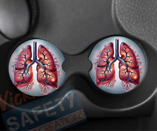 Neoprene Car Coasters (set of 2)-Human Lungs