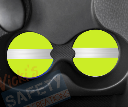 Neoprene Car Coasters (set of 2)-HI-Vis Stripe