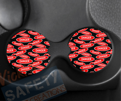 Neoprene Car Coasters (set of 2)-DANGER, DANGER
