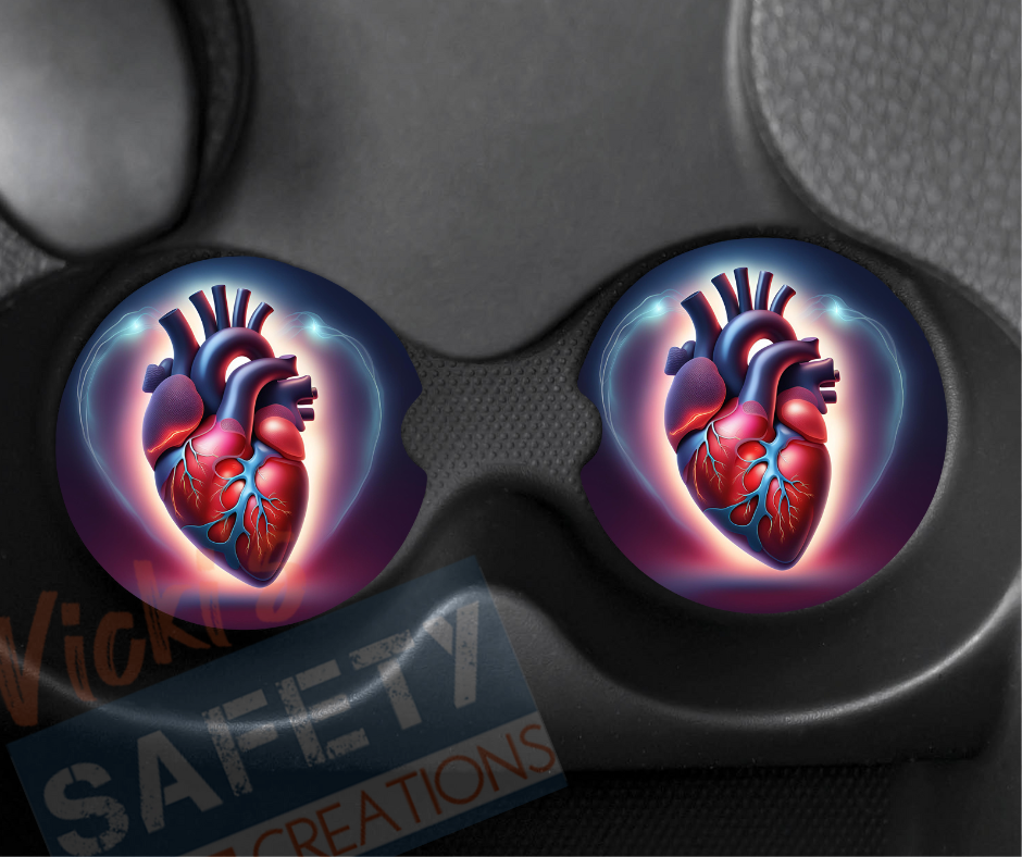 Neoprene Car Coasters (set of 2)-Human Heart
