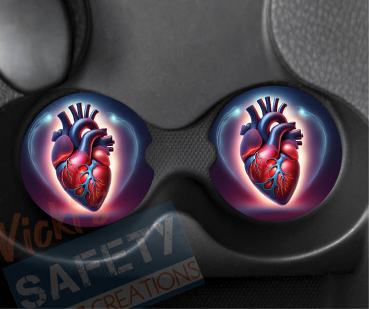 Neoprene Car Coasters (set of 2)-Human Heart