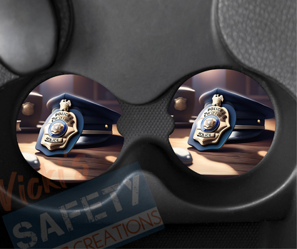 Neoprene Car Coasters (set of 2)-Police Hat