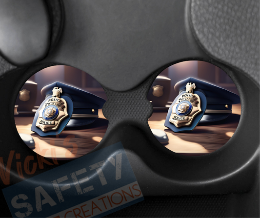 Neoprene Car Coasters (set of 2)-Police Hat
