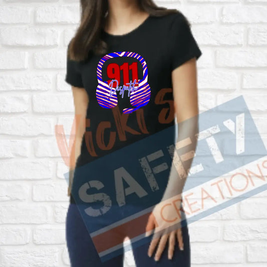 911 Dispatch Headset-Buffalo Stripes (Adult and Ladies Sizes Only) T-shirt / LADIES-Small Adult Clothing