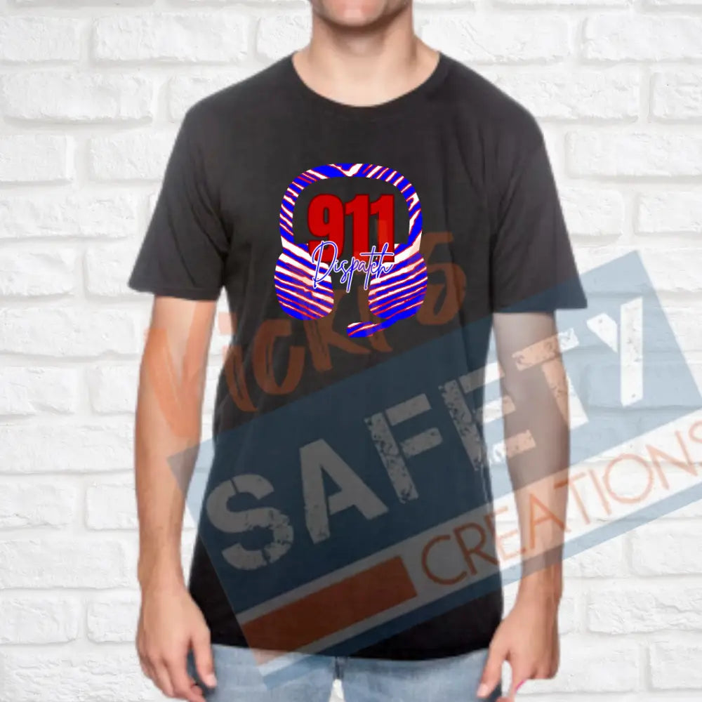 911 Dispatch Headset-Buffalo Stripes (Adult and Ladies Sizes Only) T-shirt / ADULT-Small Adult Clothing