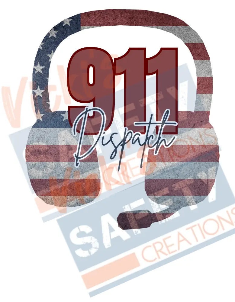 911 Dispatch Headset-Vintage Flag (Adult and Ladies Sizes Only) Adult Clothing
