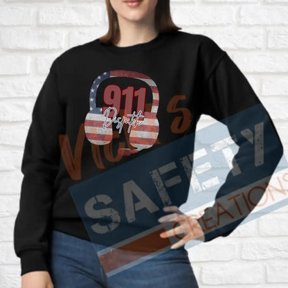 911 Dispatch Headset-Vintage Flag (Adult and Ladies Sizes Only) Crew Sweatshirt / ADULT-Small Adult Clothing