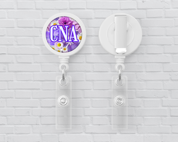 Basic Badge Reels - Floral (asst. medical titles)