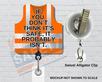Di-cut Badge Reels-ORANGE SAFETY VEST