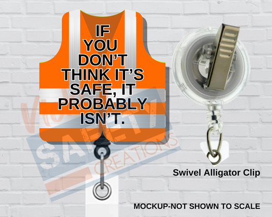 Di-cut Badge Reels-ORANGE SAFETY VEST