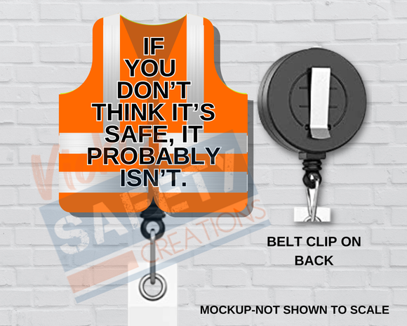 Di-cut Badge Reels-ORANGE SAFETY VEST