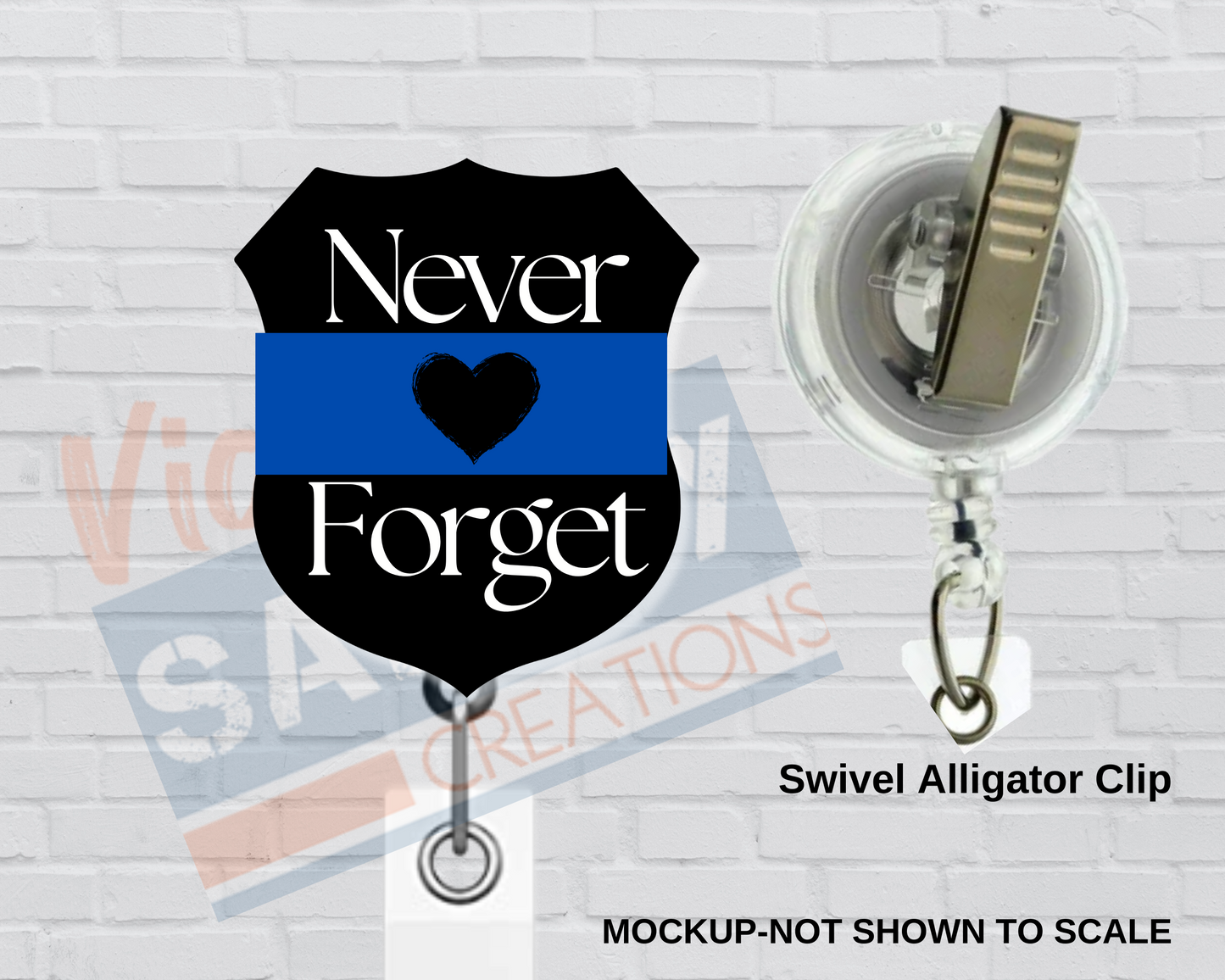 Di-cut Badge Reels-Never Forget Blue Line Badge