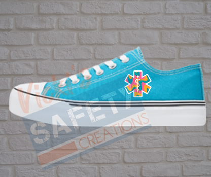 Adult low top Canvas Sneakers-Retro Waves-Star of Life-Blue