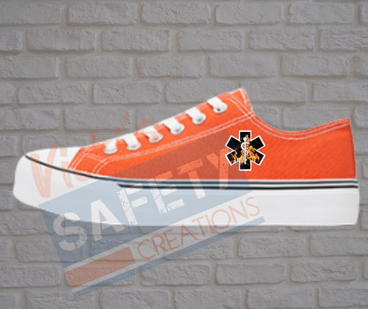 Adult low top Canvas Sneakers-Flames-Star of Life-Orange
