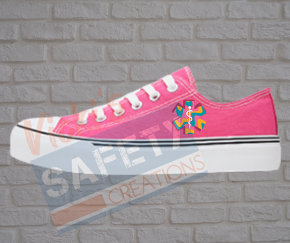 Adult low top Canvas Sneakers-Retro Waves-Star of Life-Pink