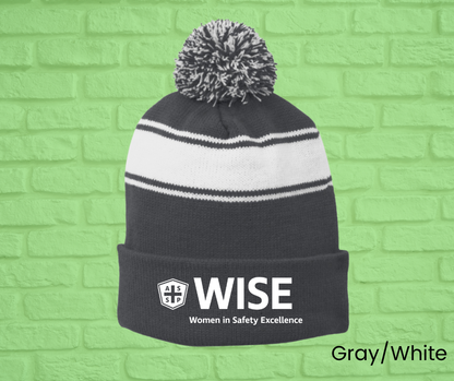 Stripe Pom Pom Beanie - (asst. colors) WISE