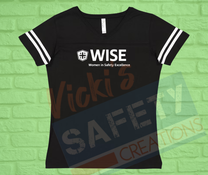 Women's Black Football Style Shirt-WISE **CLOSEOUT-Limited Sizes Available**