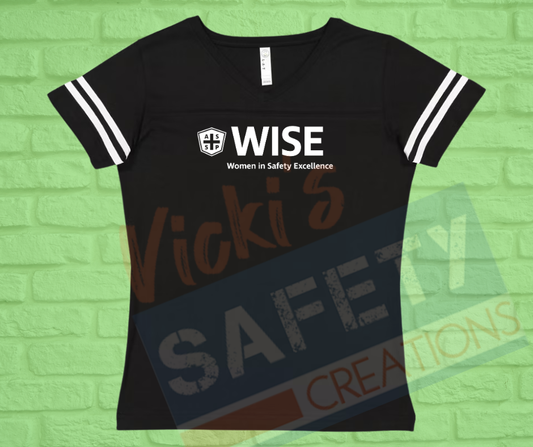 Women's Black Football Style Shirt-WISE **CLOSEOUT-Limited Sizes Available**