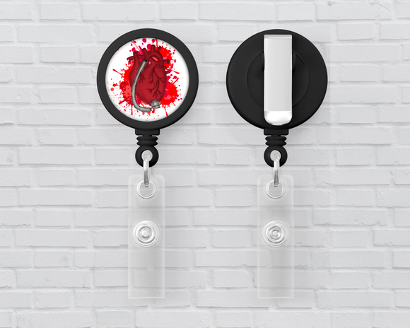 Basic Badge Reels - Rock the Red LVAD Heart