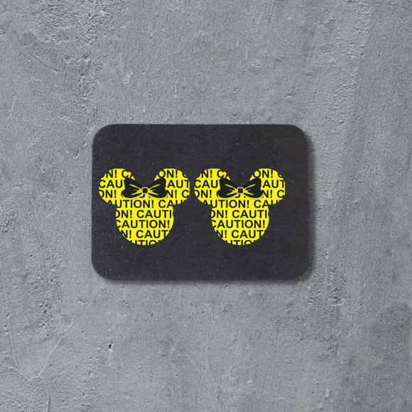 Stud Earrings - CAUTION mouse head