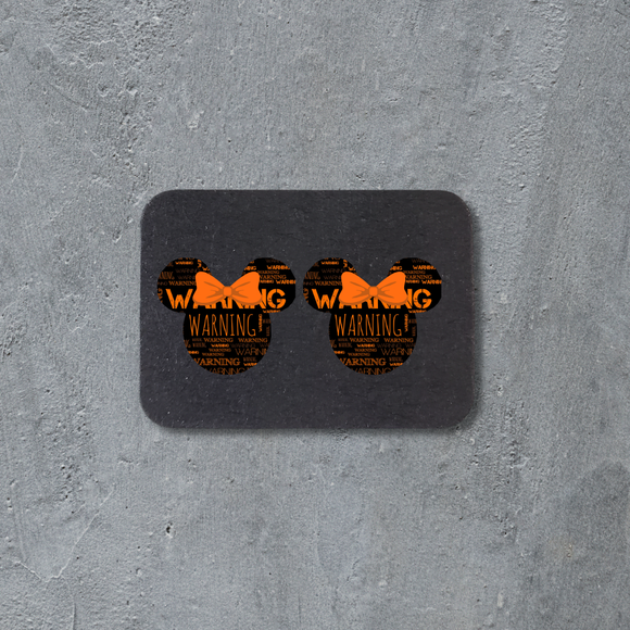 Stud Earrings - WARNING mouse head