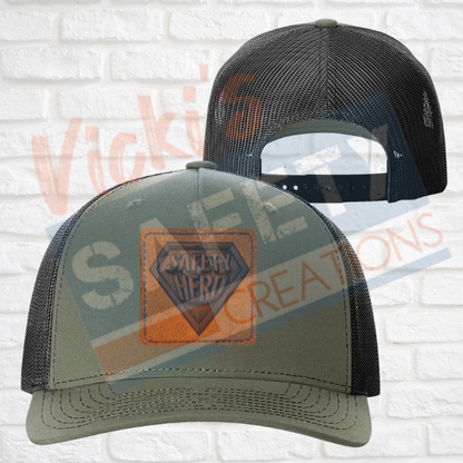 Leather Patch Retro Trucker Cap-Safety Hero