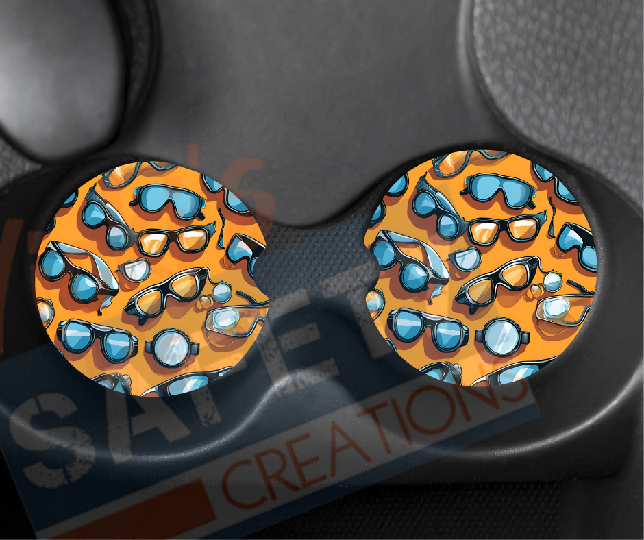 Neoprene Car Coasters (set of 2)-Safety Glasses