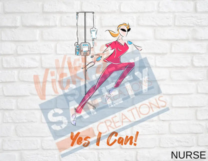 ADULT UNISEX 50/50 BLEND CREW SWEATSHIRT -Yes I Can Collection (Asst. Colors & Designs) Nurse / SMALL / Carolina Blue