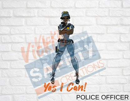 Adult Unisex Cotton T-Shirt-Yes I Can Collection (Asst. Colors & Designs) Police Officer / ADULT-SMALL / Carolina Blue