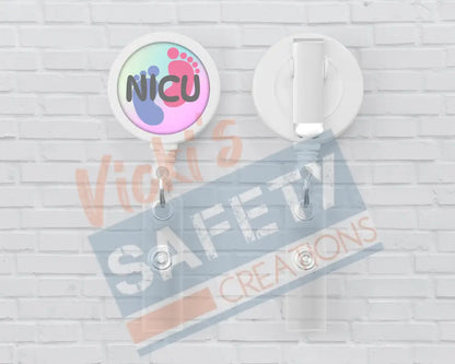 Basic Badge Reels - Baby Feet (asst. medical titles) NICU Badge Reels