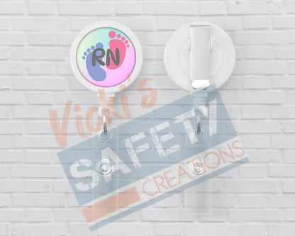 Basic Badge Reels - Baby Feet (asst. medical titles) RN Badge Reels