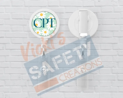 Basic Badge Reels - Daisies (asst. medical titles) CPT Badge Reels