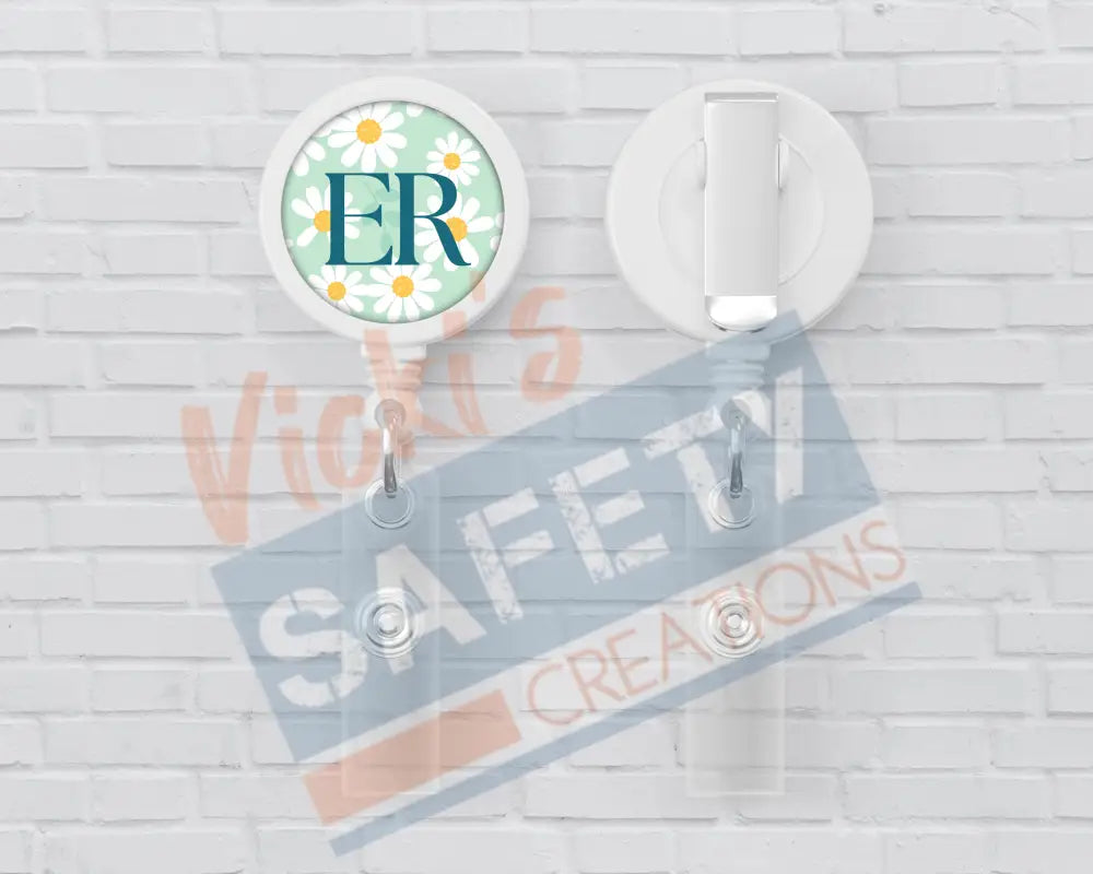 Basic Badge Reels - Daisies (asst. medical titles) ER Badge Reels