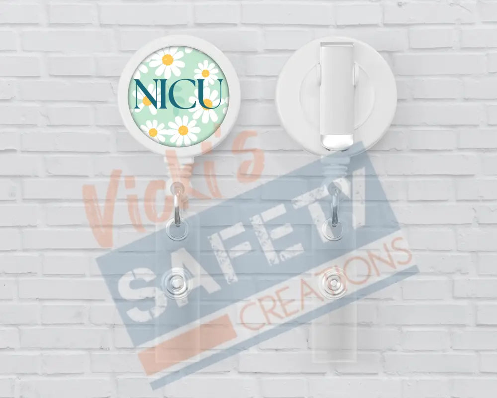 Basic Badge Reels - Daisies (asst. medical titles) NICU Badge Reels