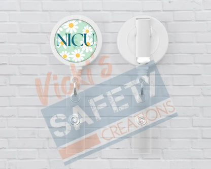 Basic Badge Reels - Daisies (asst. medical titles) NICU Badge Reels