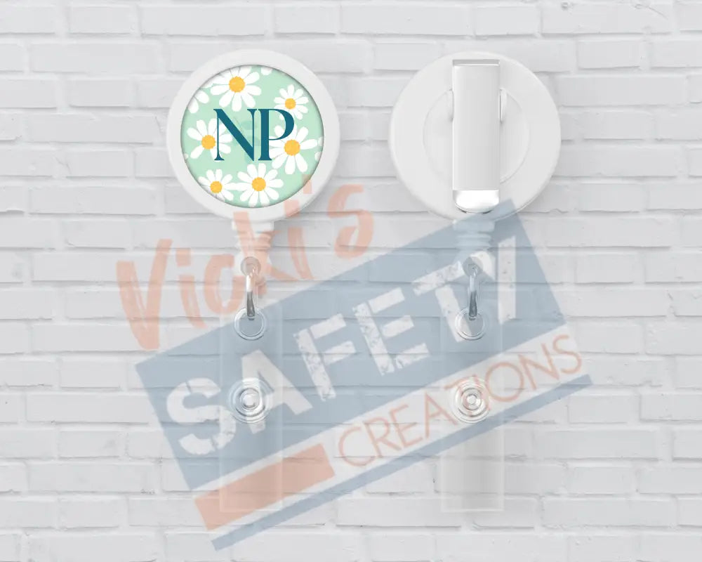 Basic Badge Reels - Daisies (asst. medical titles) NP Badge Reels