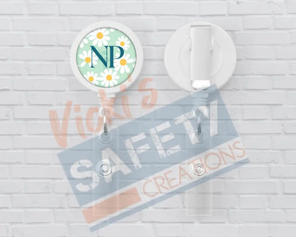 Basic Badge Reels - Daisies (asst. medical titles) NP Badge Reels