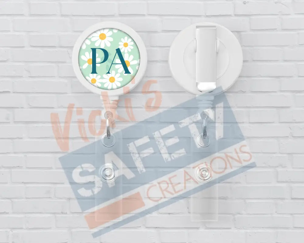 Basic Badge Reels - Daisies (asst. medical titles) PA Badge Reels