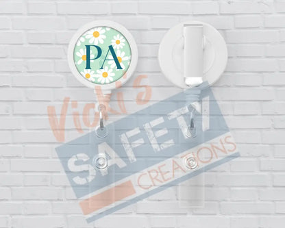 Basic Badge Reels - Daisies (asst. medical titles) PA Badge Reels