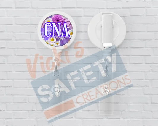 Basic Badge Reels - Floral (asst. medical titles) CNA Badge Reels