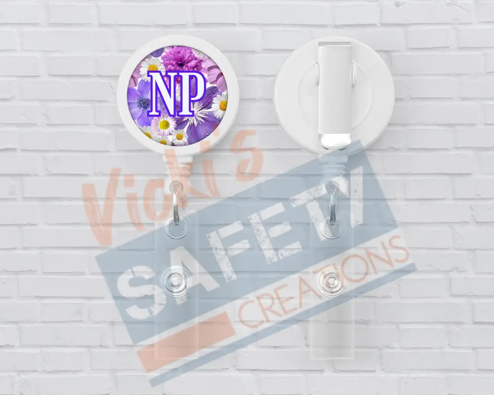 Basic Badge Reels - Floral (asst. medical titles) NP Badge Reels