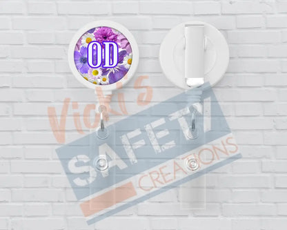 Basic Badge Reels - Floral (asst. medical titles) OD Badge Reels
