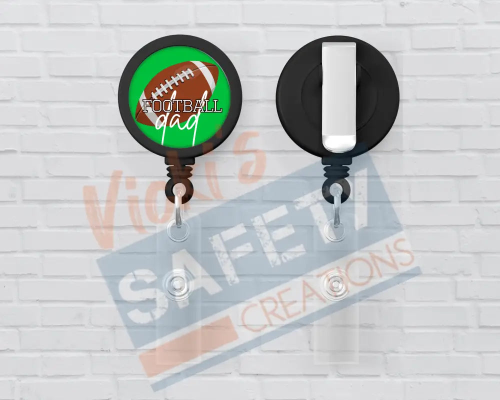 Basic Badge Reels - Football... (mama nana etc) Football Dad Badge Reels